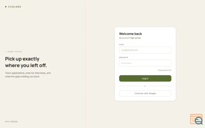 Screenshot of Evolabs AI Career Management, a launch using PDF.js