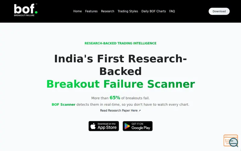 Screenshot of BOF Scanner App