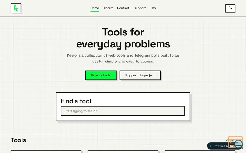 Screenshot of Kezio, a launch using Huzzler