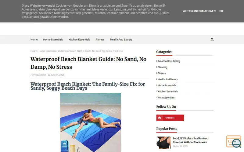Screenshot of Waterproof Beach Blanket