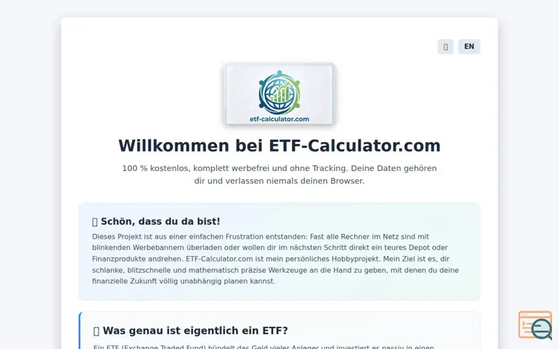Screenshot of ETF Calculator 2026