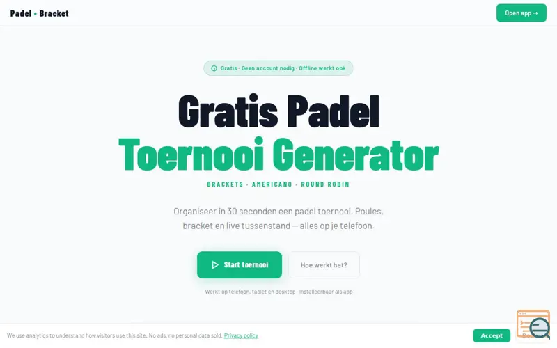 Screenshot of PadelBracket