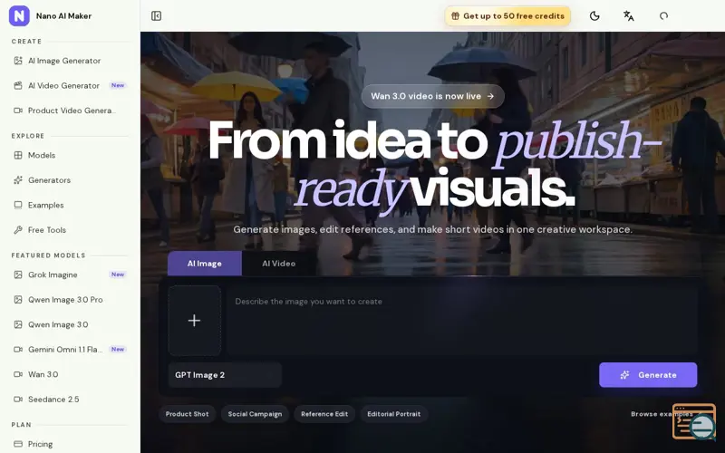 Screenshot of Nano AI Maker, a launch using Pageview
