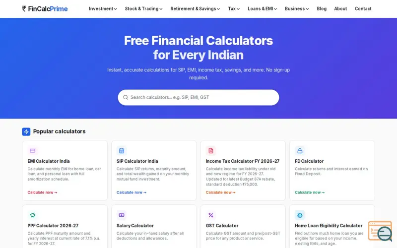 Screenshot of FinCalcPrime