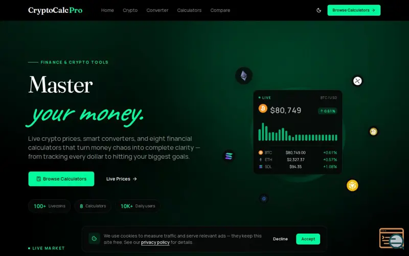 Screenshot of CryptoCalcPro