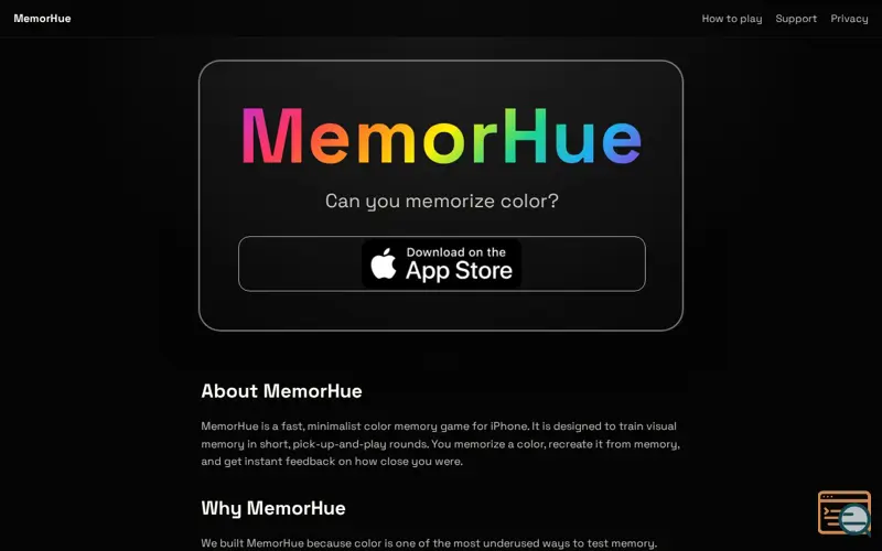 Screenshot of MemorHue