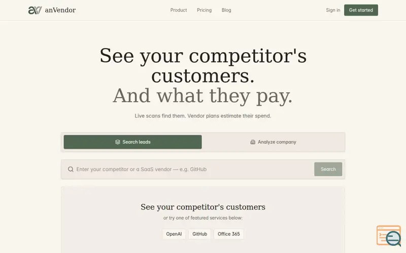 Screenshot of AnVendor