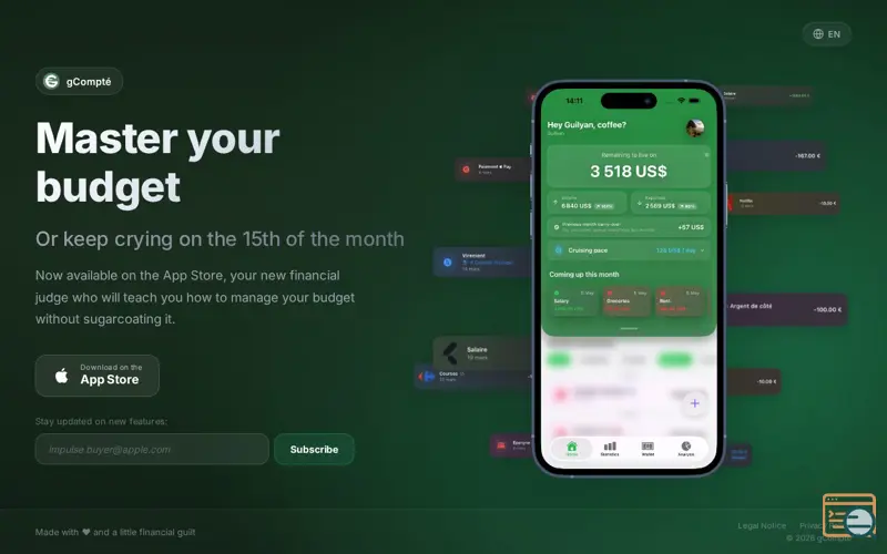 Screenshot of gCompté for iOS