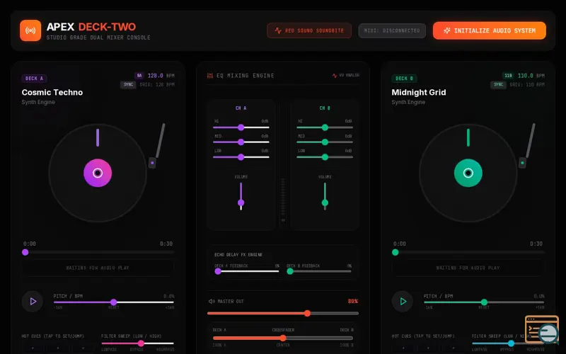 Screenshot of APEX: DJ Console