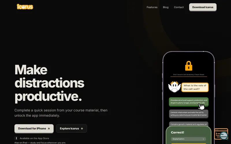 Screenshot of Icarus , a launch using Rive
