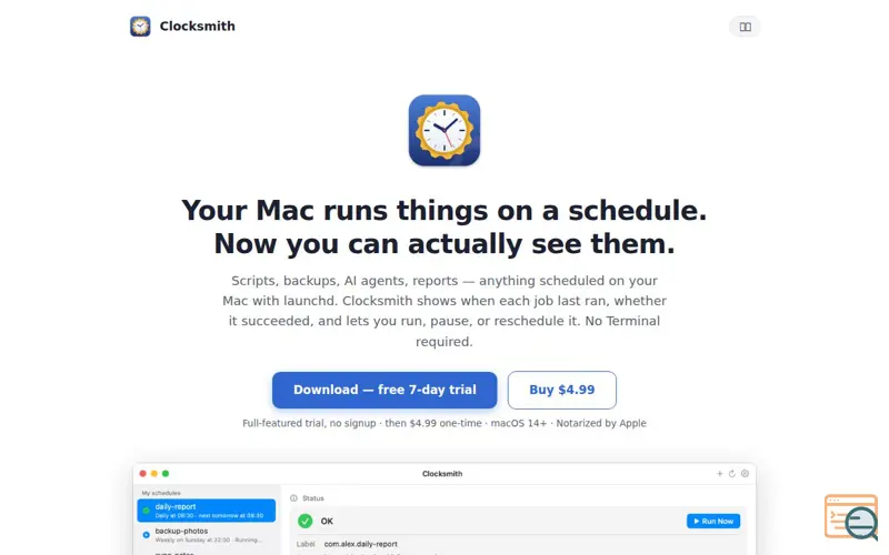 Screenshot of Clocksmith