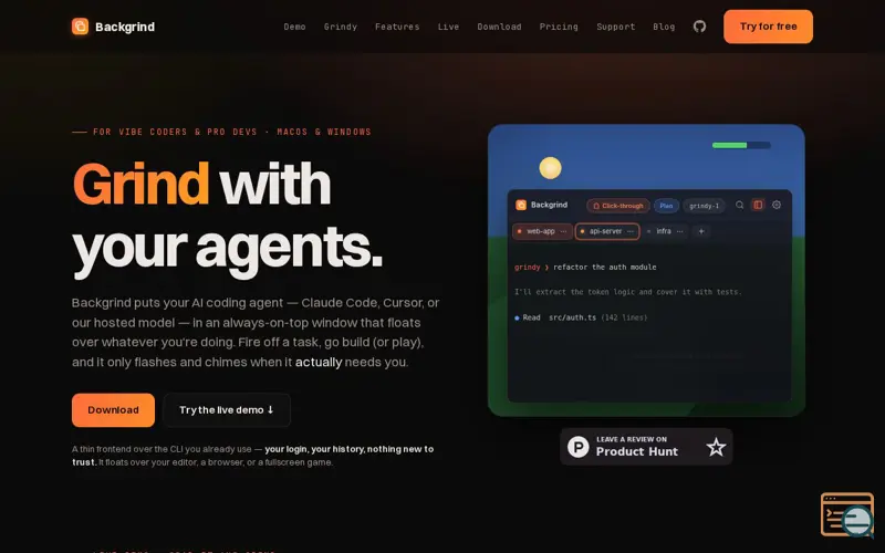Screenshot of Backgrind
