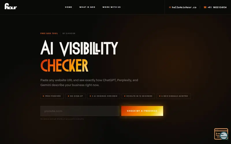 Screenshot of SixHour Website Evaluator