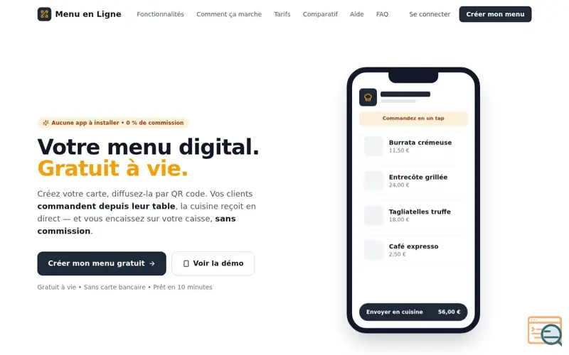 Screenshot of Menu en Ligne