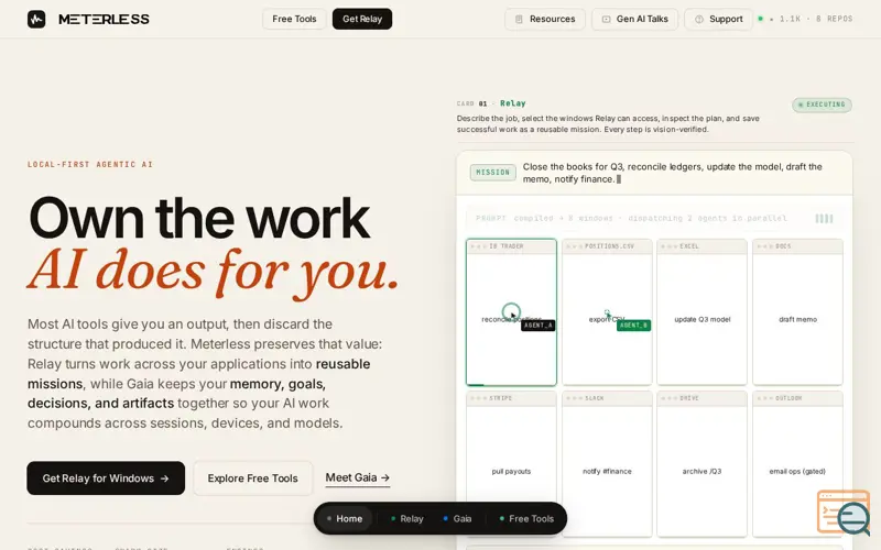 Screenshot of Meterless.ai
