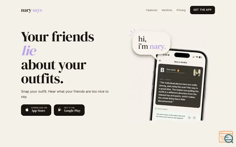 Screenshot of nary says