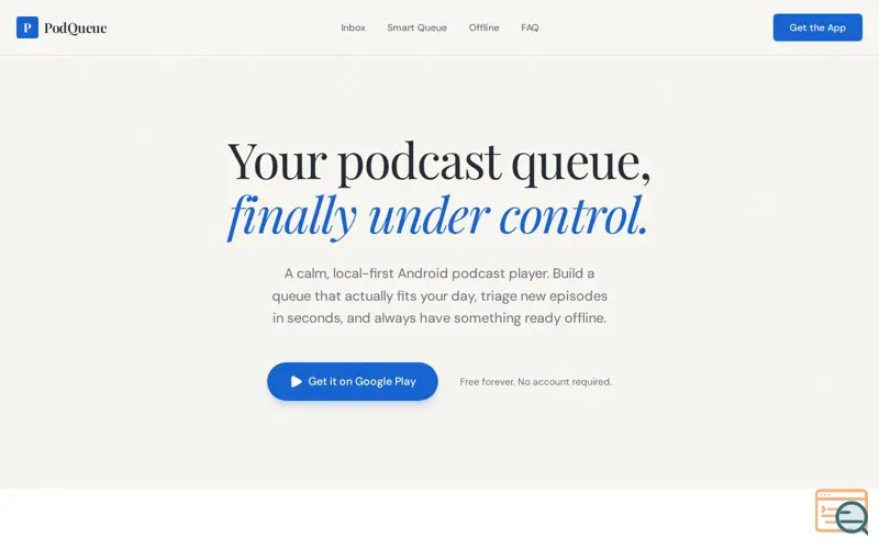 Screenshot of PodQueue — Free Android Podcast Player. No Account Required.