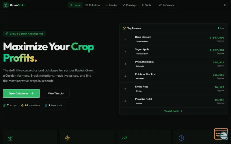 Screenshot of Grow a Garden Calculator
