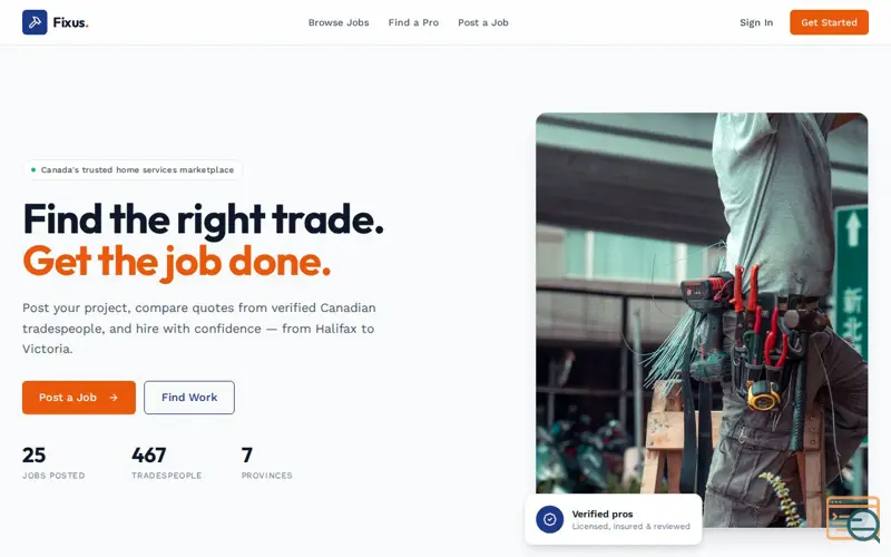 Screenshot of Fixus Canada