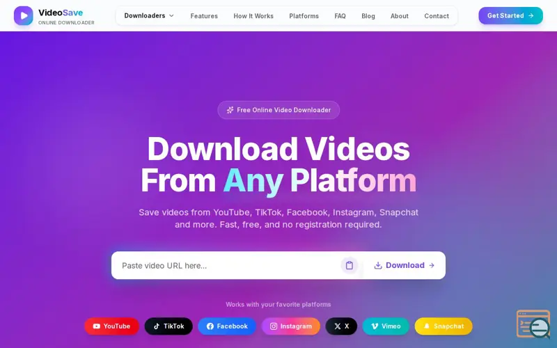 Screenshot of VideoSave