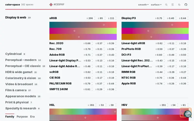 Screenshot of color-space — every color space, one tiny API, verified