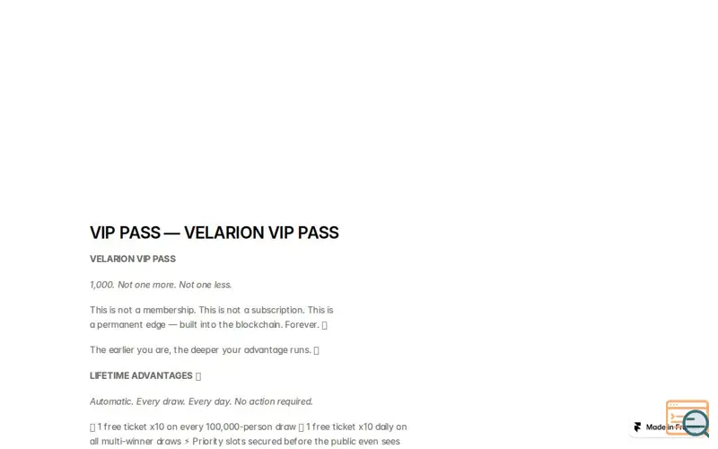 Screenshot of Velarion Homepage