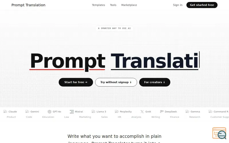 Screenshot of Prompt Translator