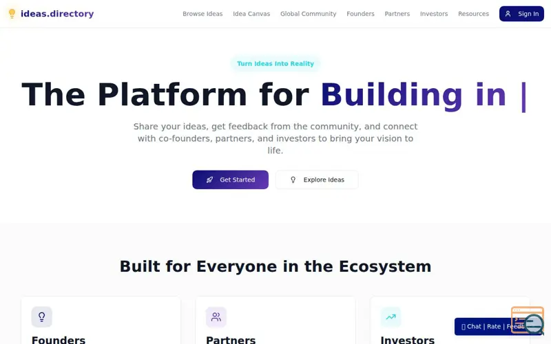 Screenshot of Ideas Directory