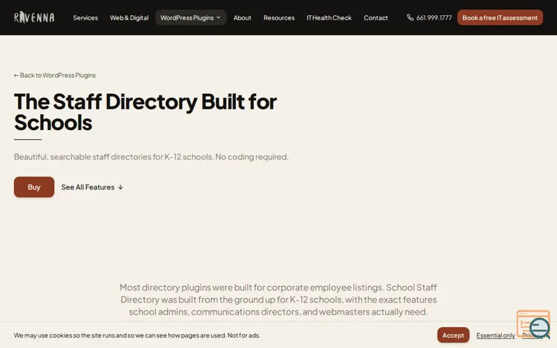 Screenshot of School Staff Directory