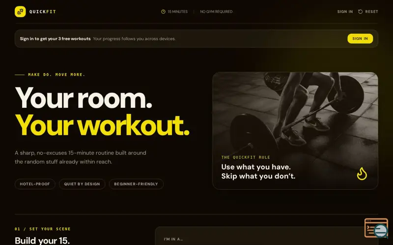 Screenshot of QuickFit