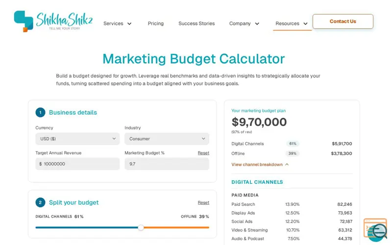 Screenshot of Marketing Budget Calculator