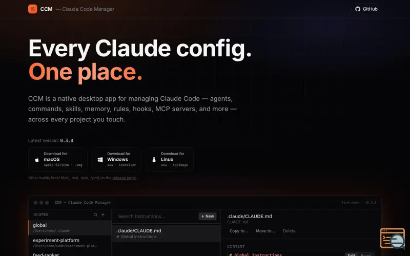 Screenshot of Claude Code Manager