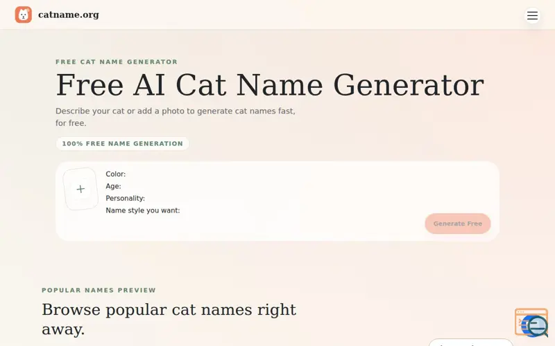 Screenshot of catname.org