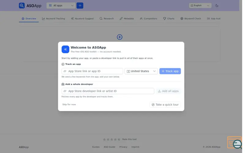 Screenshot of ASOApp — Free iOS ASO Tool for App Store Keyword Research