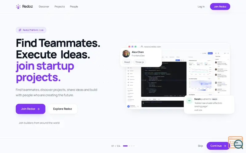 Screenshot of Redoz — Build Together. Launch Faster.