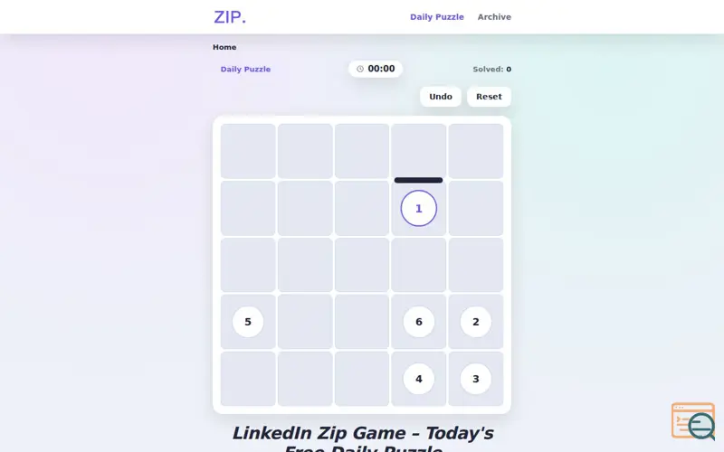 Screenshot of Zip Game — Daily Logic Puzzle