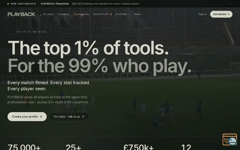 Screenshot of PLAYBACK SPORTS AI
