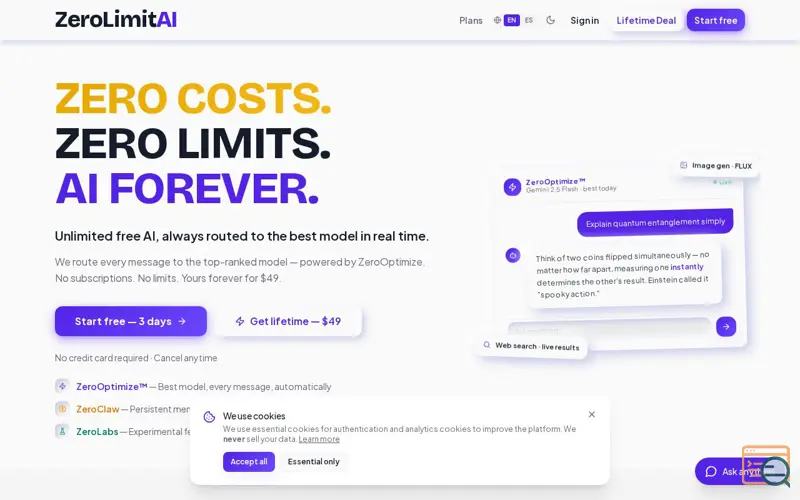 Screenshot of ZeroLimitAI
