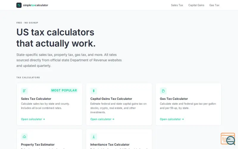Screenshot of SimpleTaxCalculator