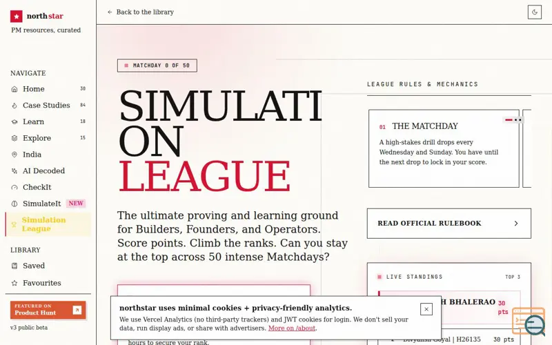 Screenshot of Simulation League 