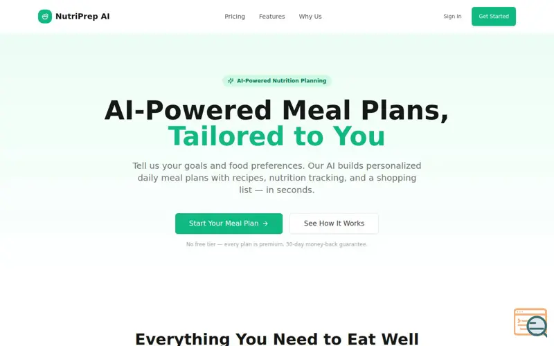 Screenshot of NutriPrep AI