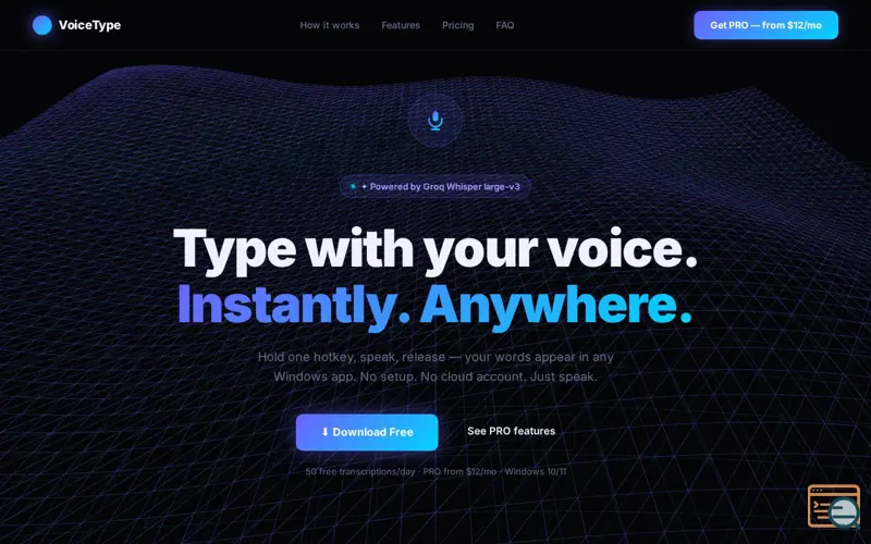Screenshot of VoiceType