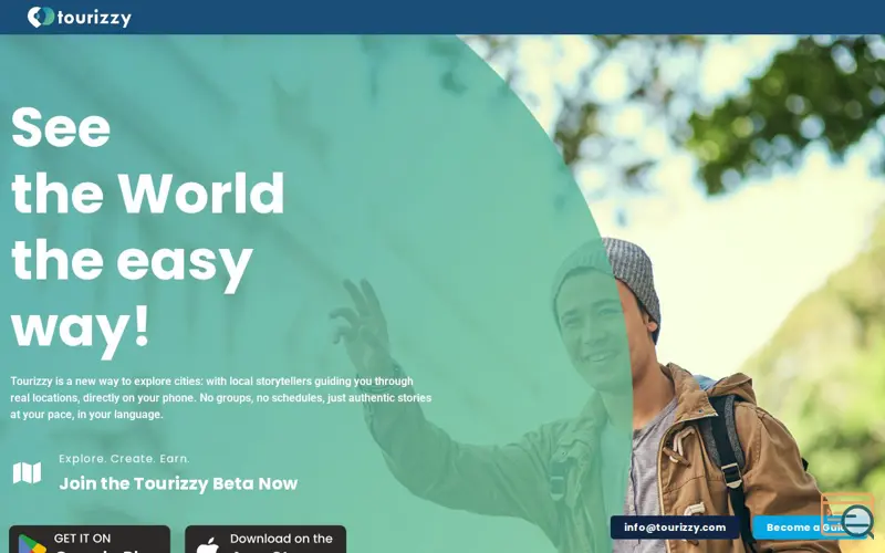 Screenshot of Tourizzy, a launch using MojSite