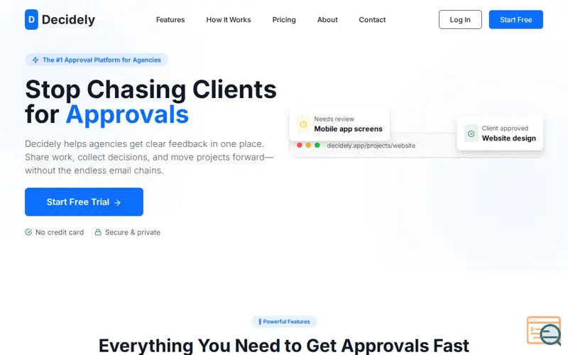 Screenshot of Decidely - Agency Approval Platform