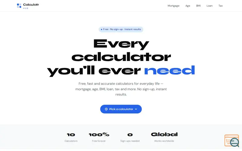Screenshot of CalculatrHub