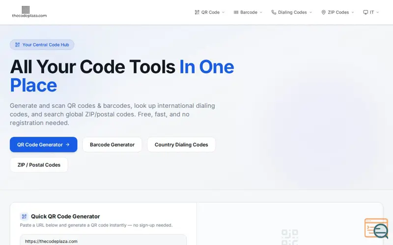 Screenshot of TheCodePlaza.com