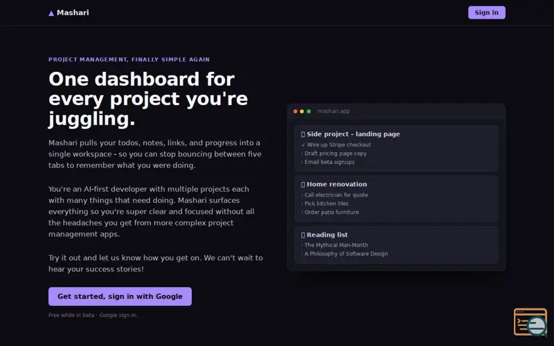 Screenshot of Mashari