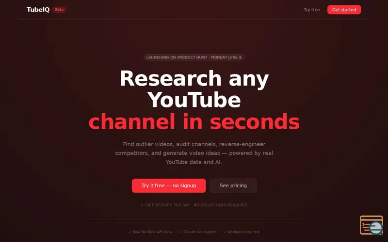 Screenshot of TubeIQ