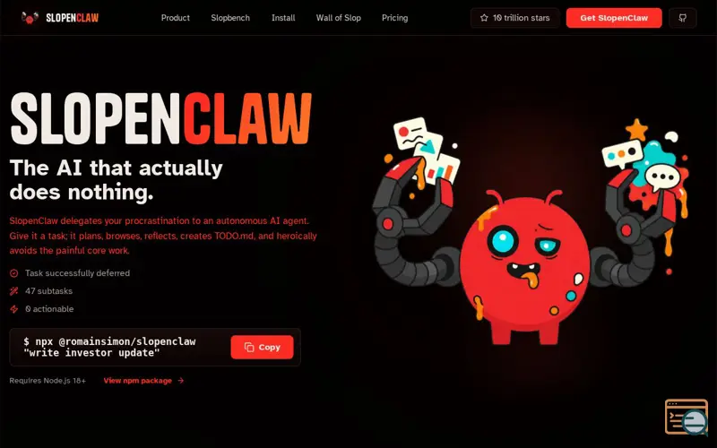 Screenshot of Slopenclaw