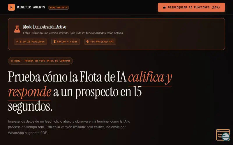 Screenshot of KINETIC AGENTS  DEMO GRATiTA